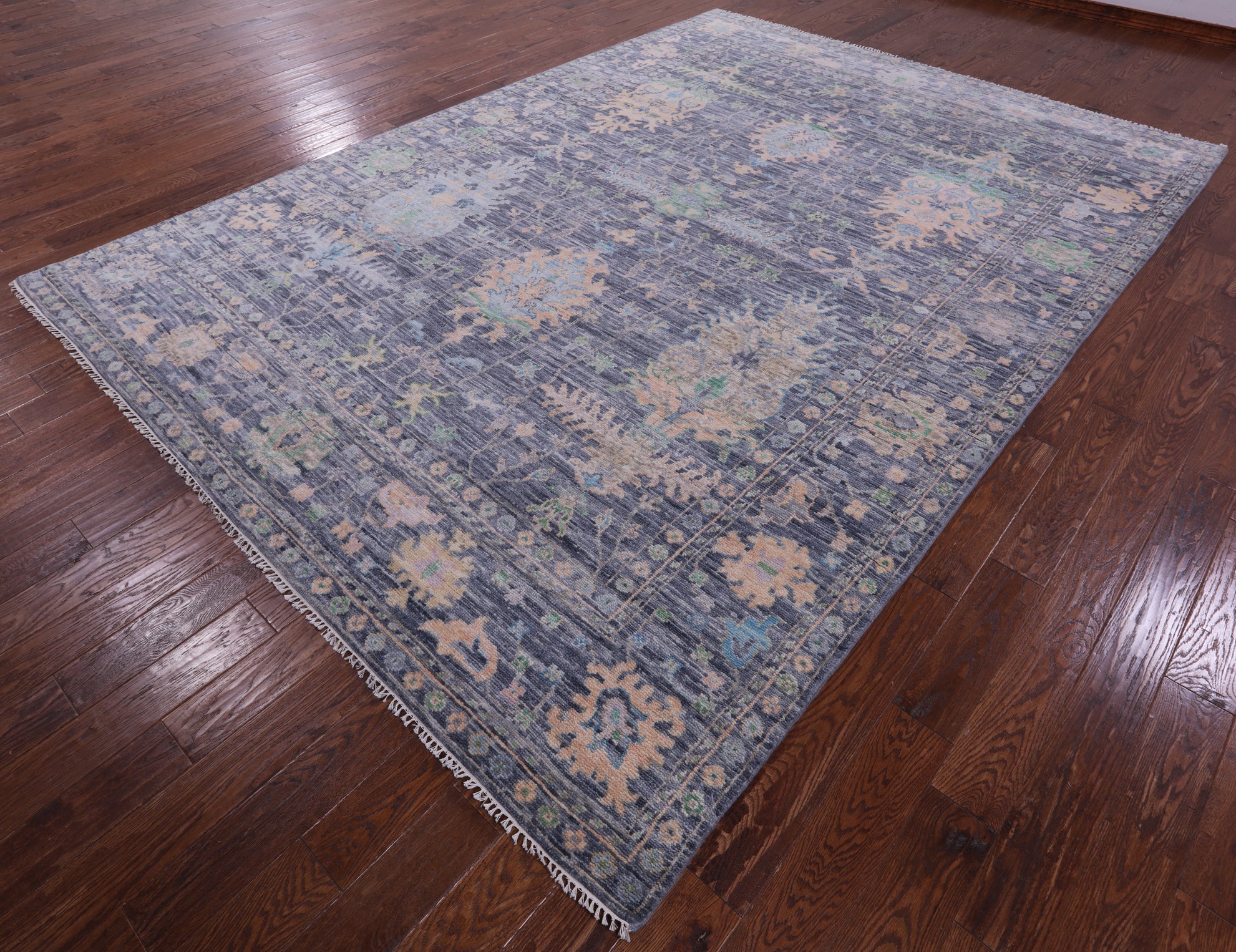 Grey Turkish Oushak Hand Knotted Wool Rug - 8' 11" X 12' 5" - Golden Nile