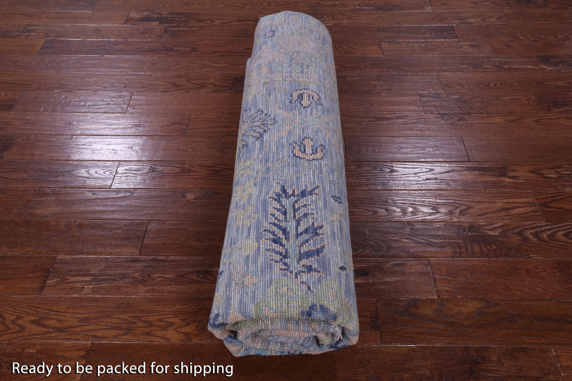 Blue Turkish Oushak Hand Knotted Wool Rug - 8' 1" X 9' 11" - Golden Nile