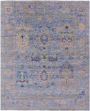 Blue Turkish Oushak Hand Knotted Wool Rug - 8' 1" X 9' 11" - Golden Nile