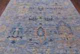 Blue Turkish Oushak Hand Knotted Wool Rug - 8' 1" X 9' 11" - Golden Nile