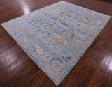 Blue Turkish Oushak Hand Knotted Wool Rug - 8' 1" X 9' 11" - Golden Nile