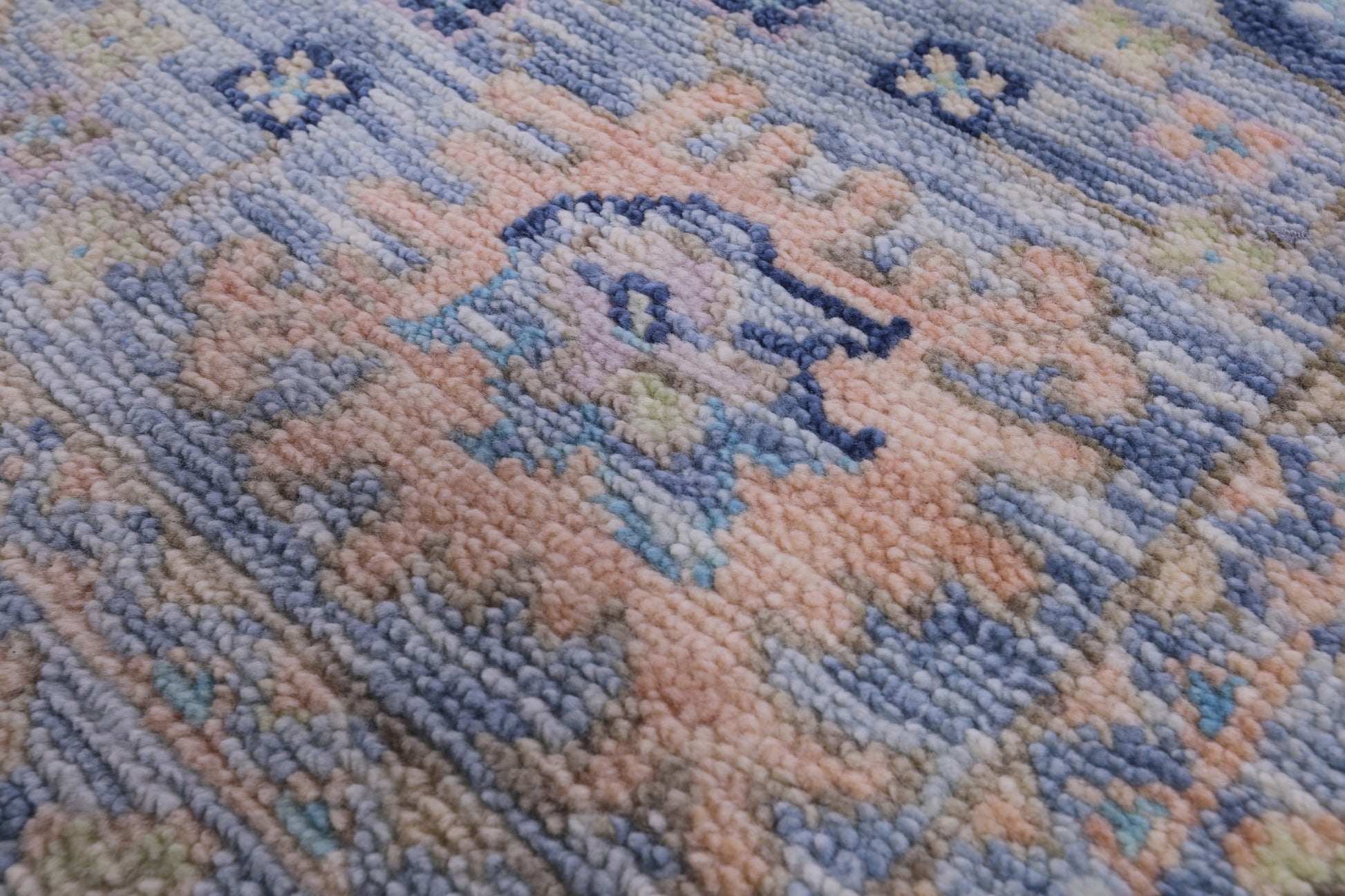 Blue Turkish Oushak Hand Knotted Wool Rug - 8' 1" X 9' 11" - Golden Nile