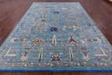 Blue Turkish Oushak Hand Knotted Wool Rug - 9' 3" X 12' 5" - Golden Nile