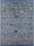 Blue Turkish Oushak Hand Knotted Wool Rug - 9' 3" X 12' 5" - Golden Nile