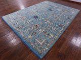 Blue Turkish Oushak Hand Knotted Wool Rug - 9' 3" X 12' 5" - Golden Nile