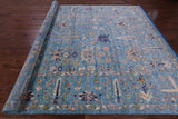 Blue Turkish Oushak Hand Knotted Wool Rug - 9' 3" X 12' 5" - Golden Nile