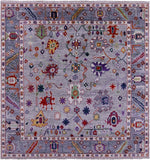 Grey Square Turkish Oushak Handmade Wool Rug - 8' 1" X 8' 4" - Golden Nile