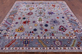 Grey Square Turkish Oushak Handmade Wool Rug - 8' 1" X 8' 4" - Golden Nile