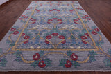 Grey William Morris Hand Knotted Wool Rug - 10' 2" X 14' 1" - Golden Nile