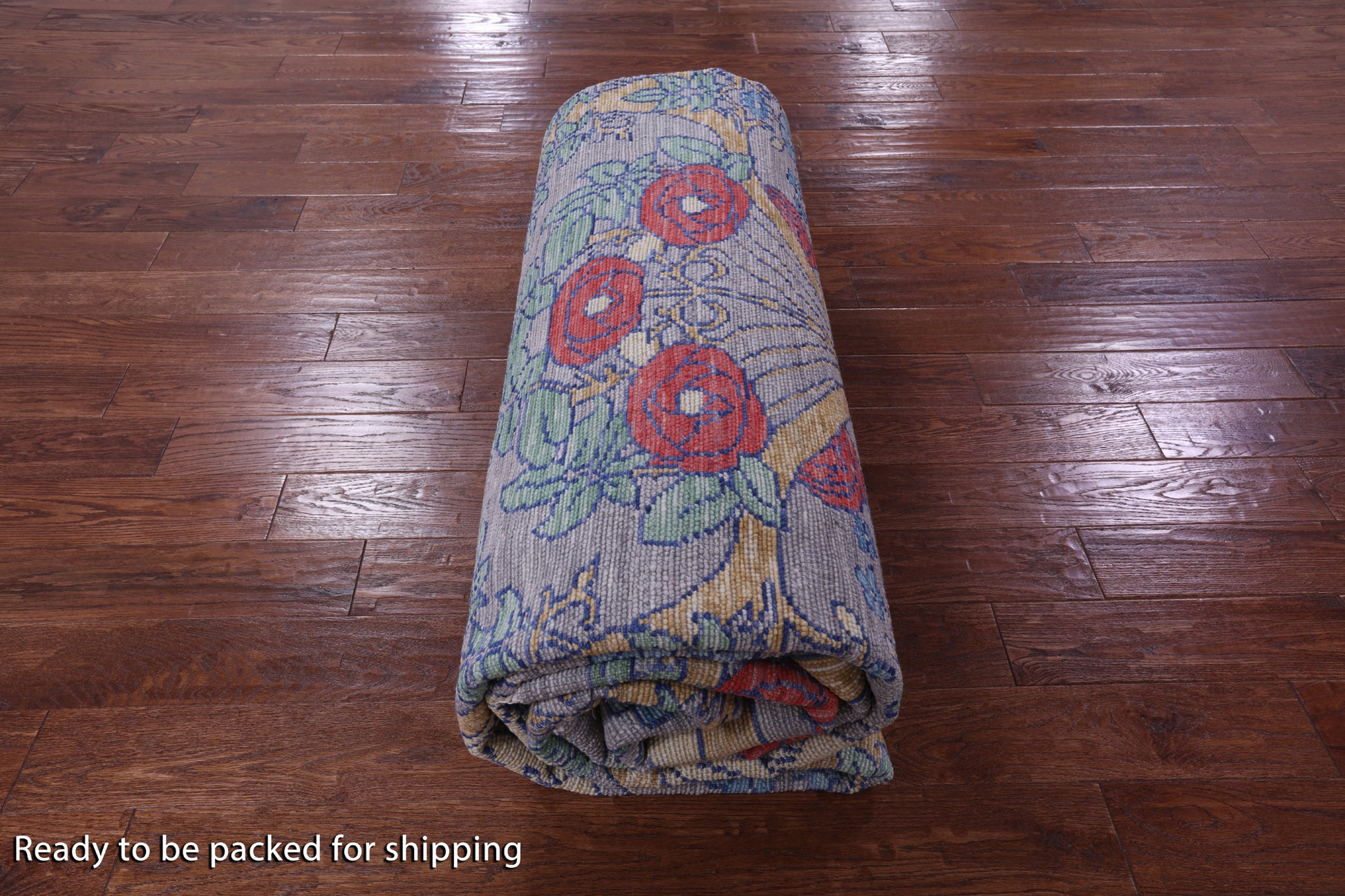 Grey William Morris Hand Knotted Wool Rug - 10' 2" X 14' 1" - Golden Nile