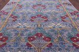 Grey William Morris Hand Knotted Wool Rug - 10' 2" X 14' 1" - Golden Nile