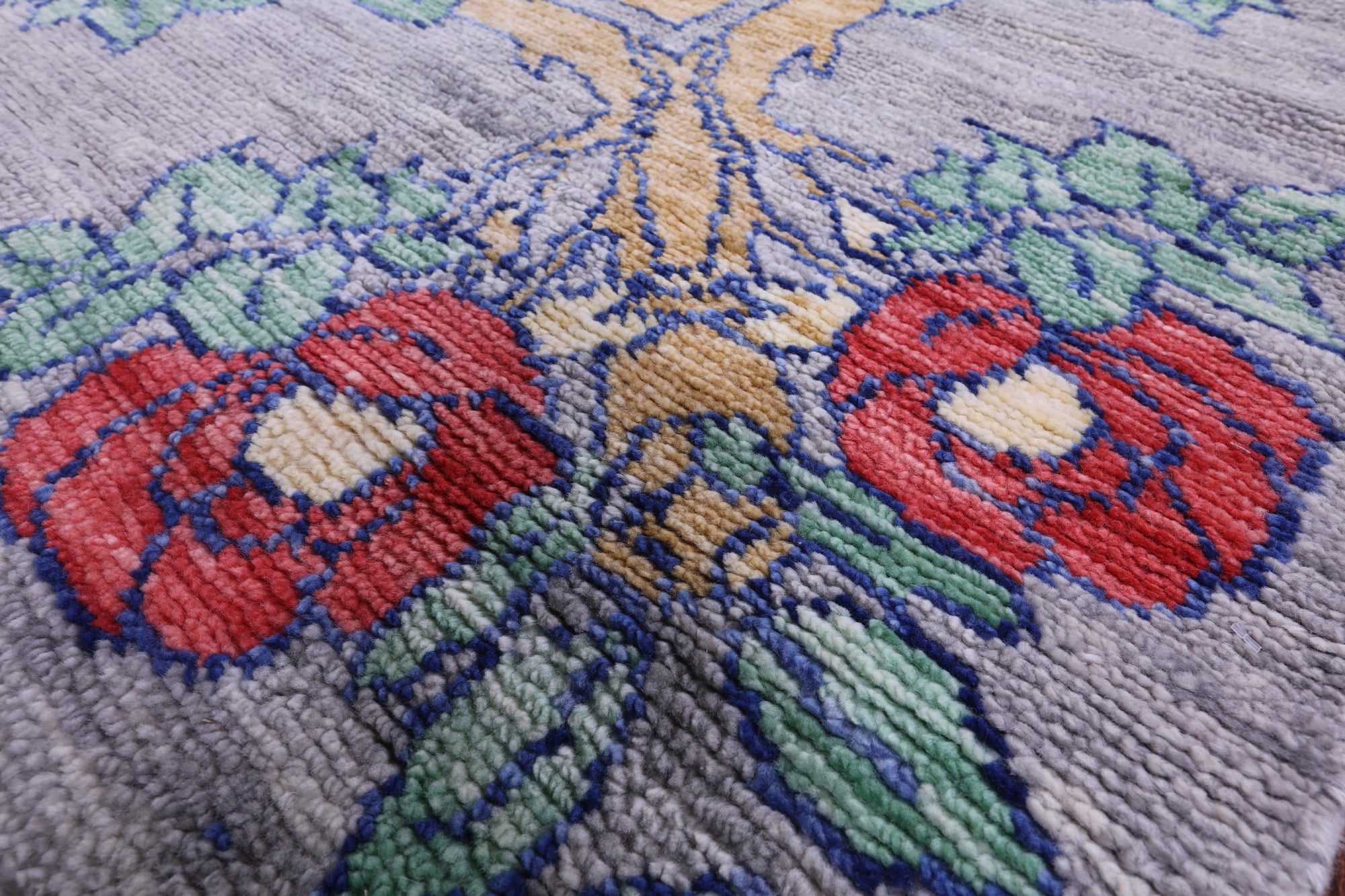 Grey William Morris Hand Knotted Wool Rug - 10' 2" X 14' 1" - Golden Nile