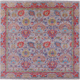 Grey Square William Morris Handmade Wool Rug - 9' 11" X 10' 1" - Golden Nile