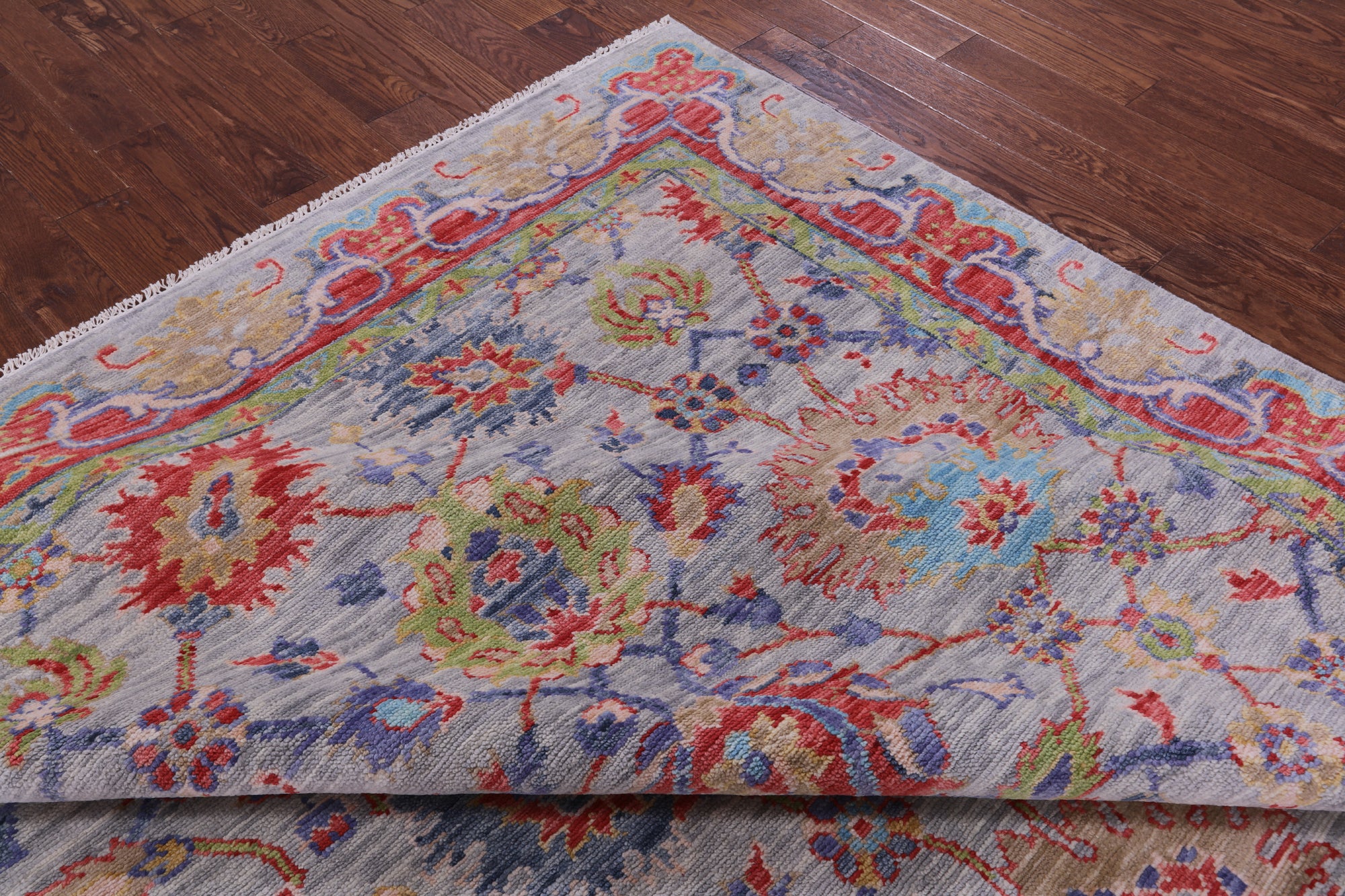 Grey Square William Morris Handmade Wool Rug - 9' 11" X 10' 1" - Golden Nile