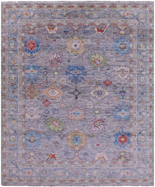 Grey Turkish Oushak Hand Knotted Wool Rug - 8' 4" X 9' 11" - Golden Nile