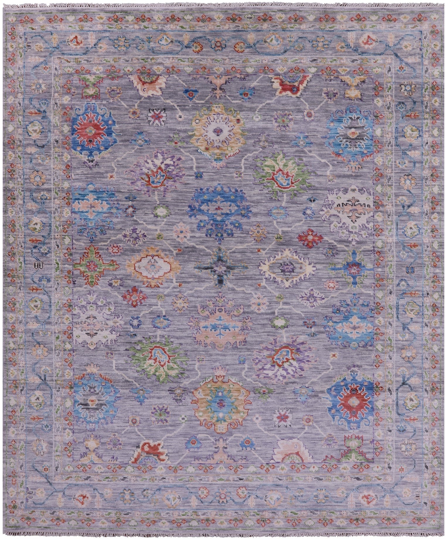 Grey Turkish Oushak Hand Knotted Wool Rug - 8' 4" X 9' 11" - Golden Nile