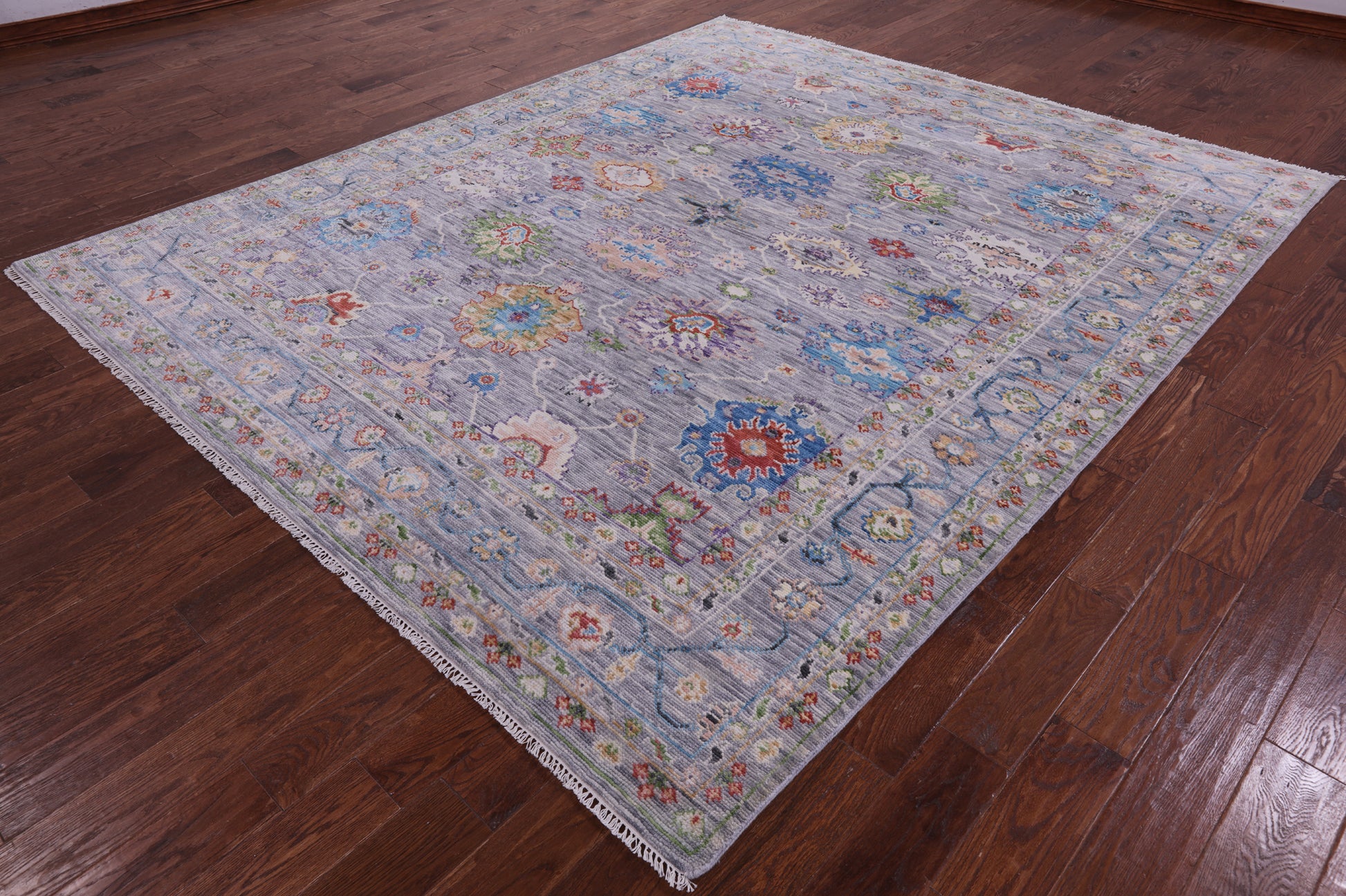 Grey Turkish Oushak Hand Knotted Wool Rug - 8' 4" X 9' 11" - Golden Nile