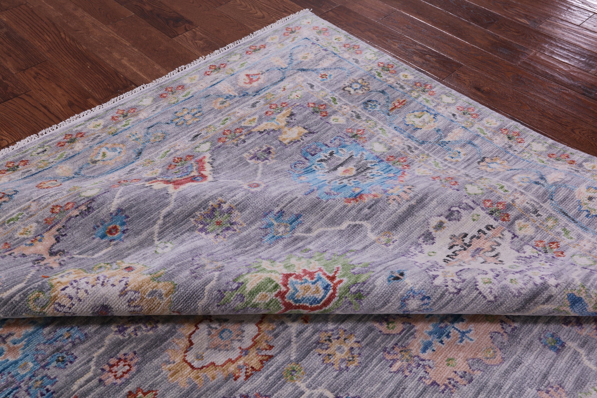 Grey Turkish Oushak Hand Knotted Wool Rug - 8' 4" X 9' 11" - Golden Nile