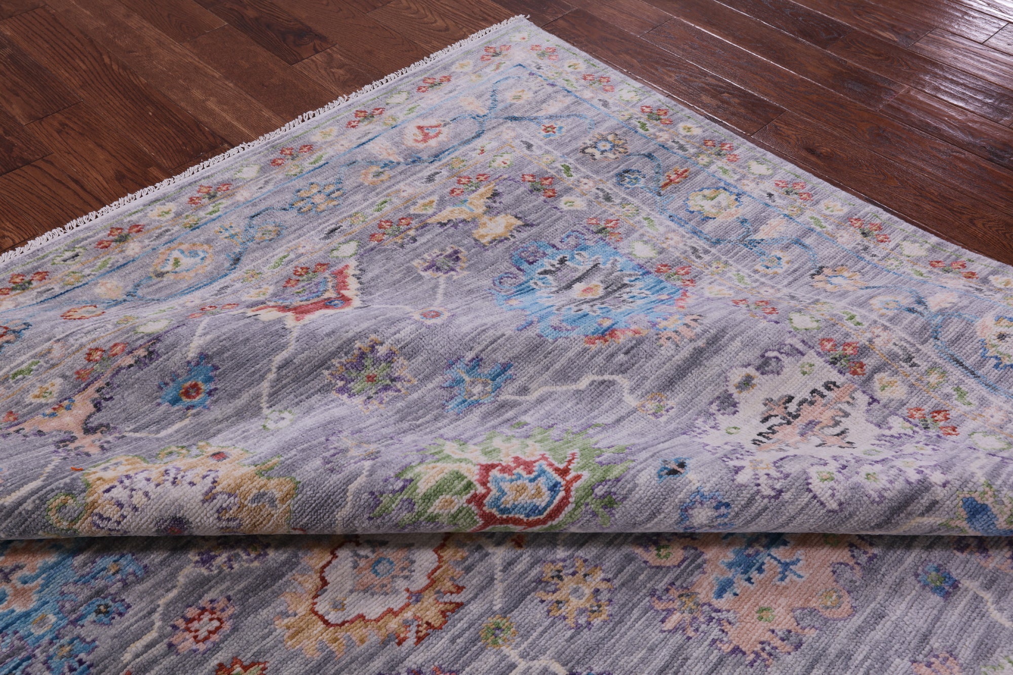 Grey Turkish Oushak Hand Knotted Wool Rug - 8' 4" X 9' 11" - Golden Nile