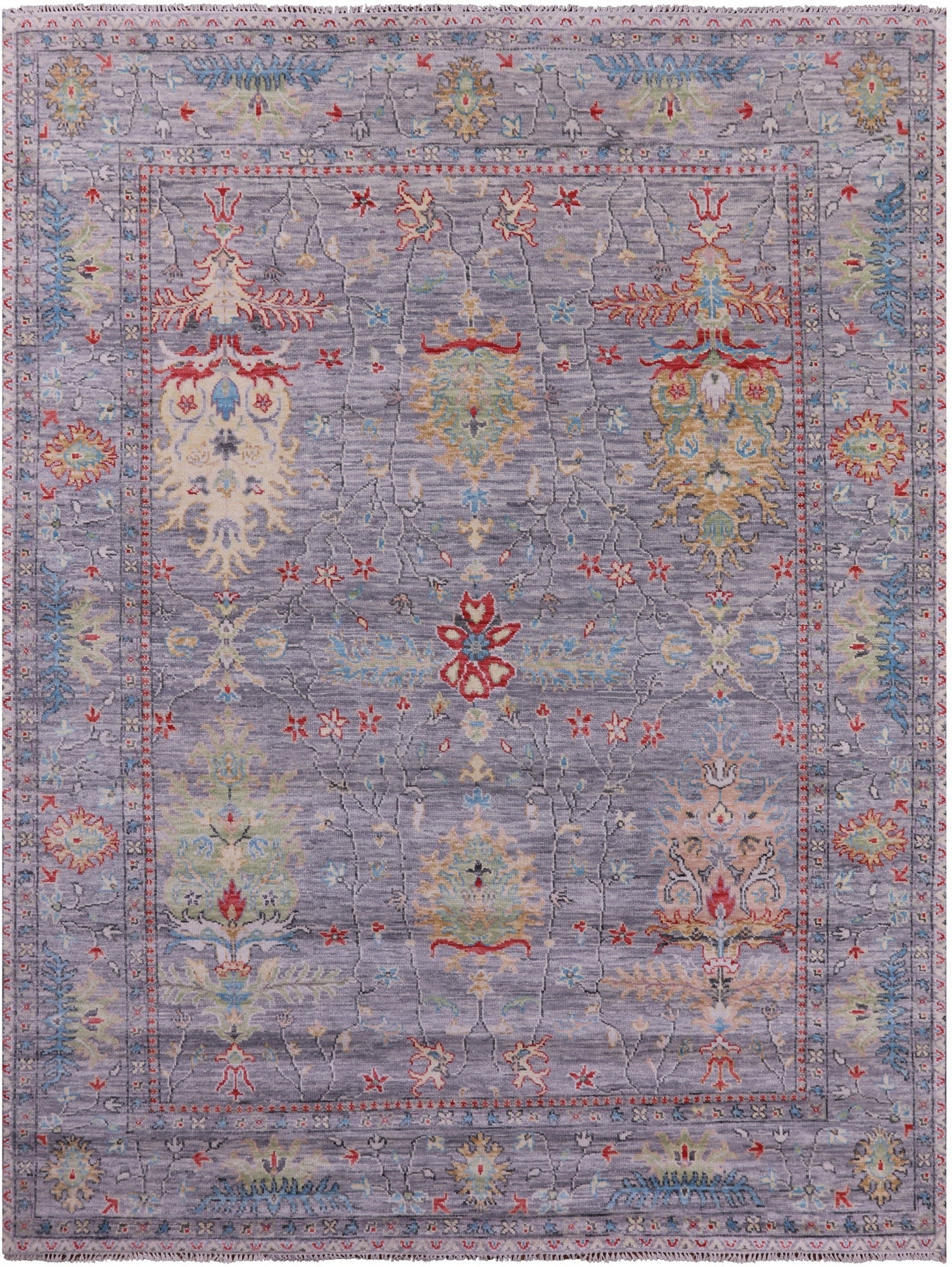 Grey Turkish Oushak Hand Knotted Wool Rug - 9' 0" X 12' 0" - Golden Nile