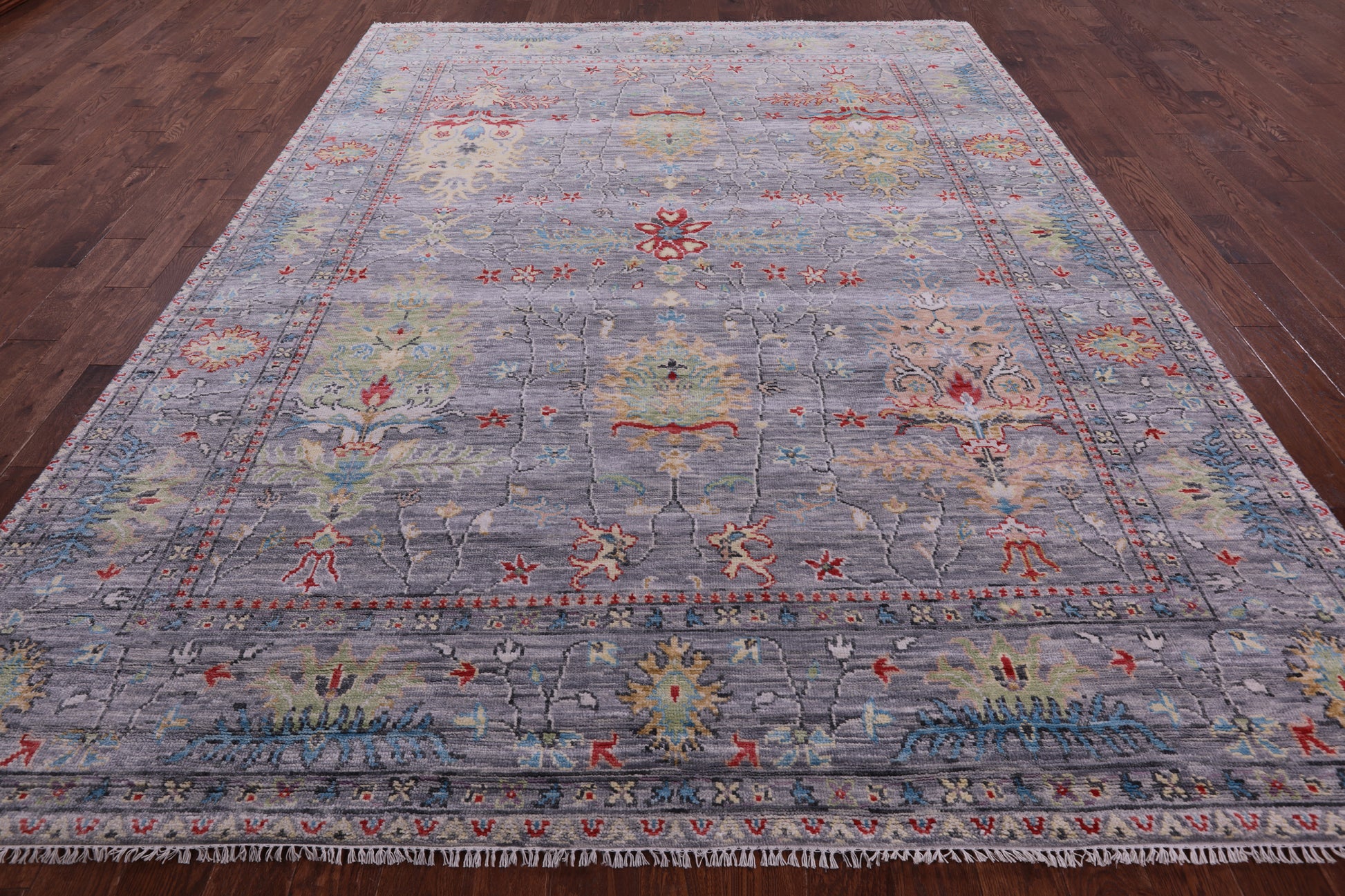Grey Turkish Oushak Hand Knotted Wool Rug - 9' 0" X 12' 0" - Golden Nile