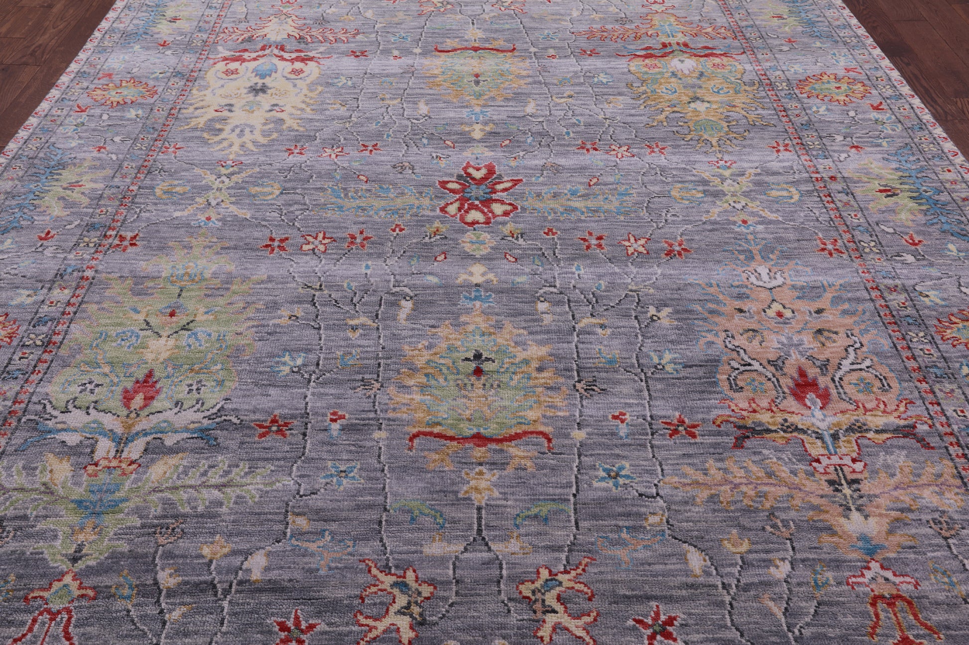 Grey Turkish Oushak Hand Knotted Wool Rug - 9' 0" X 12' 0" - Golden Nile