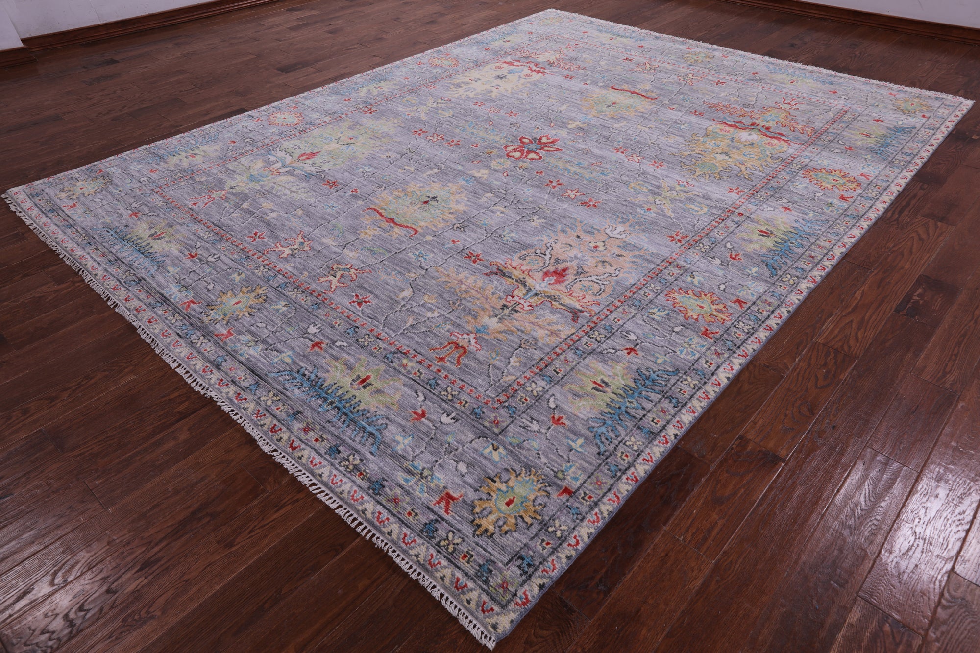Grey Turkish Oushak Hand Knotted Wool Rug - 9' 0" X 12' 0" - Golden Nile