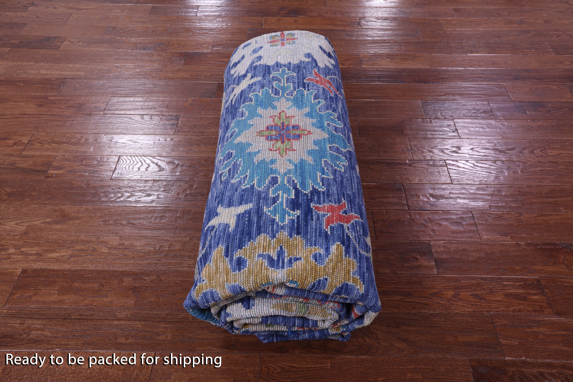 Blue Turkish Oushak Hand Knotted Wool Rug - 10' 1" X 13' 10" - Golden Nile