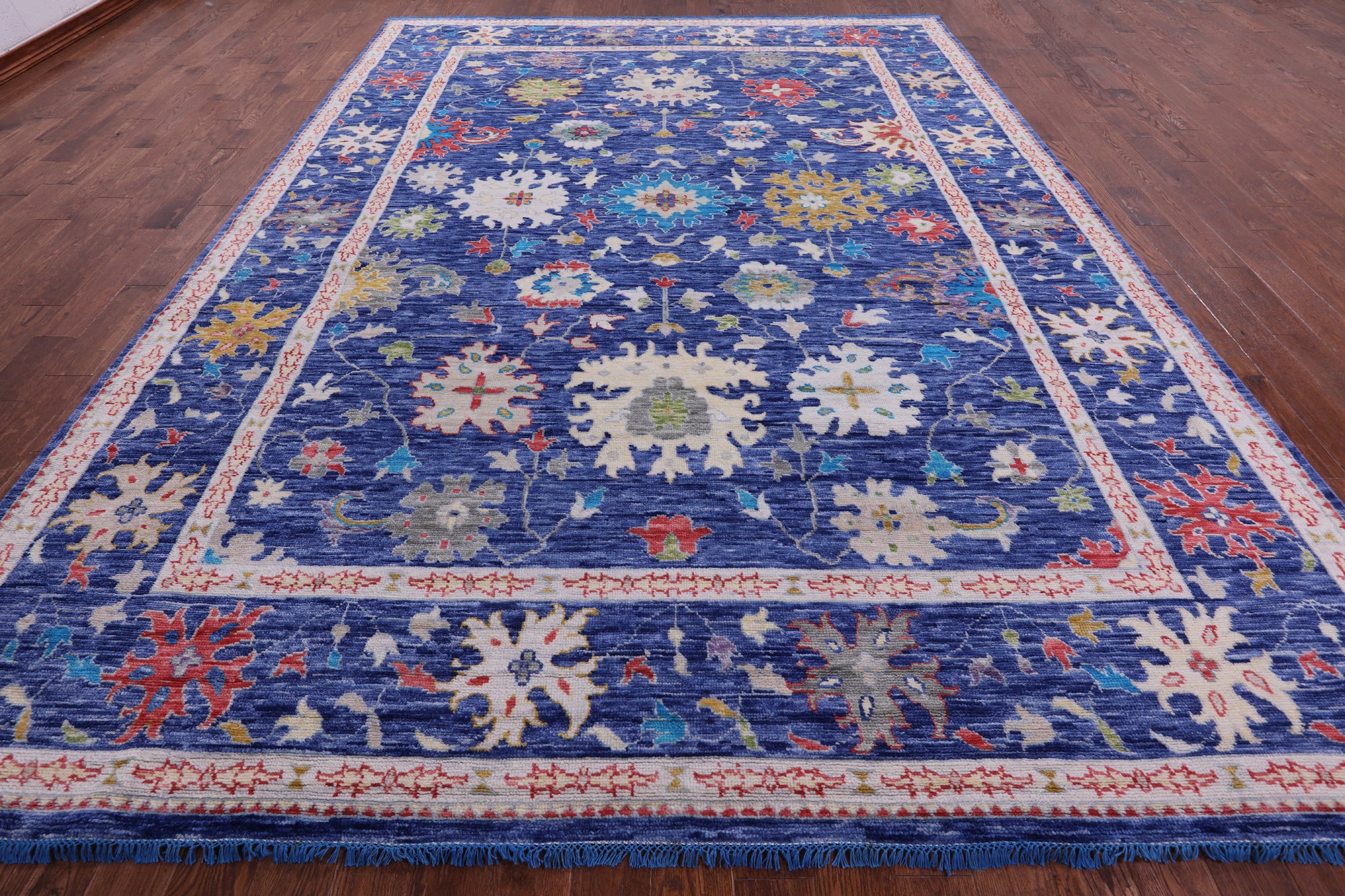 Blue Turkish Oushak Hand Knotted Wool Rug - 10' 1" X 13' 10" - Golden Nile