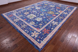 Blue Turkish Oushak Hand Knotted Wool Rug - 10' 1" X 13' 10" - Golden Nile