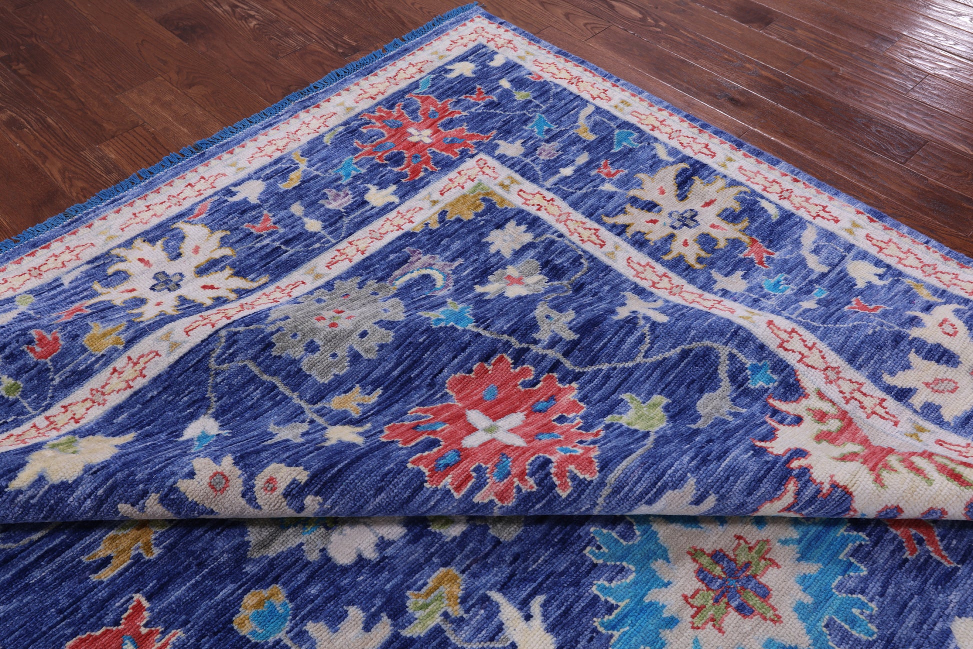 Blue Turkish Oushak Hand Knotted Wool Rug - 10' 1" X 13' 10" - Golden Nile
