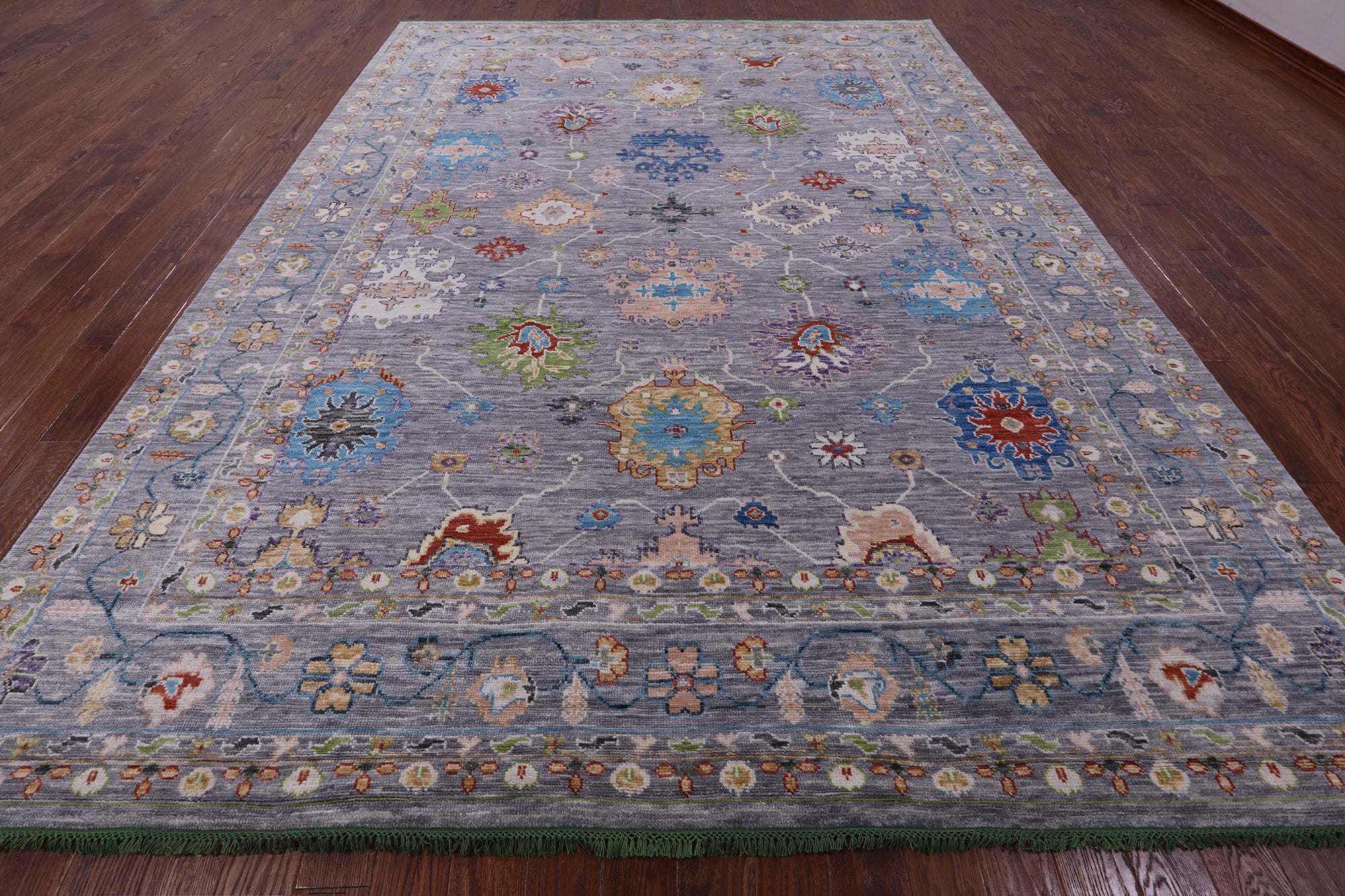 Grey Turkish Oushak Hand Knotted Wool Rug - 10' 1" X 13' 10" - Golden Nile