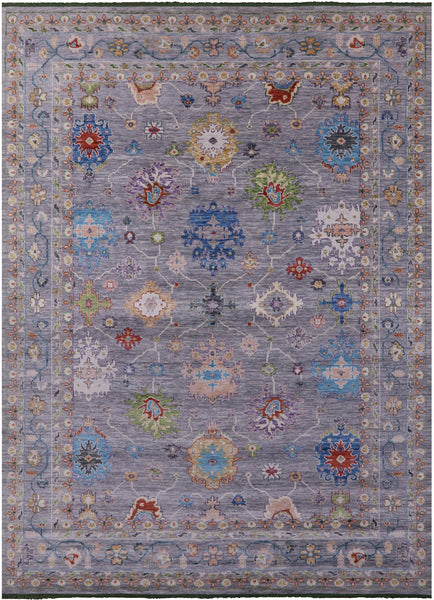 Grey Turkish Oushak Hand Knotted Wool Rug - 10' 1" X 13' 10" - Golden Nile