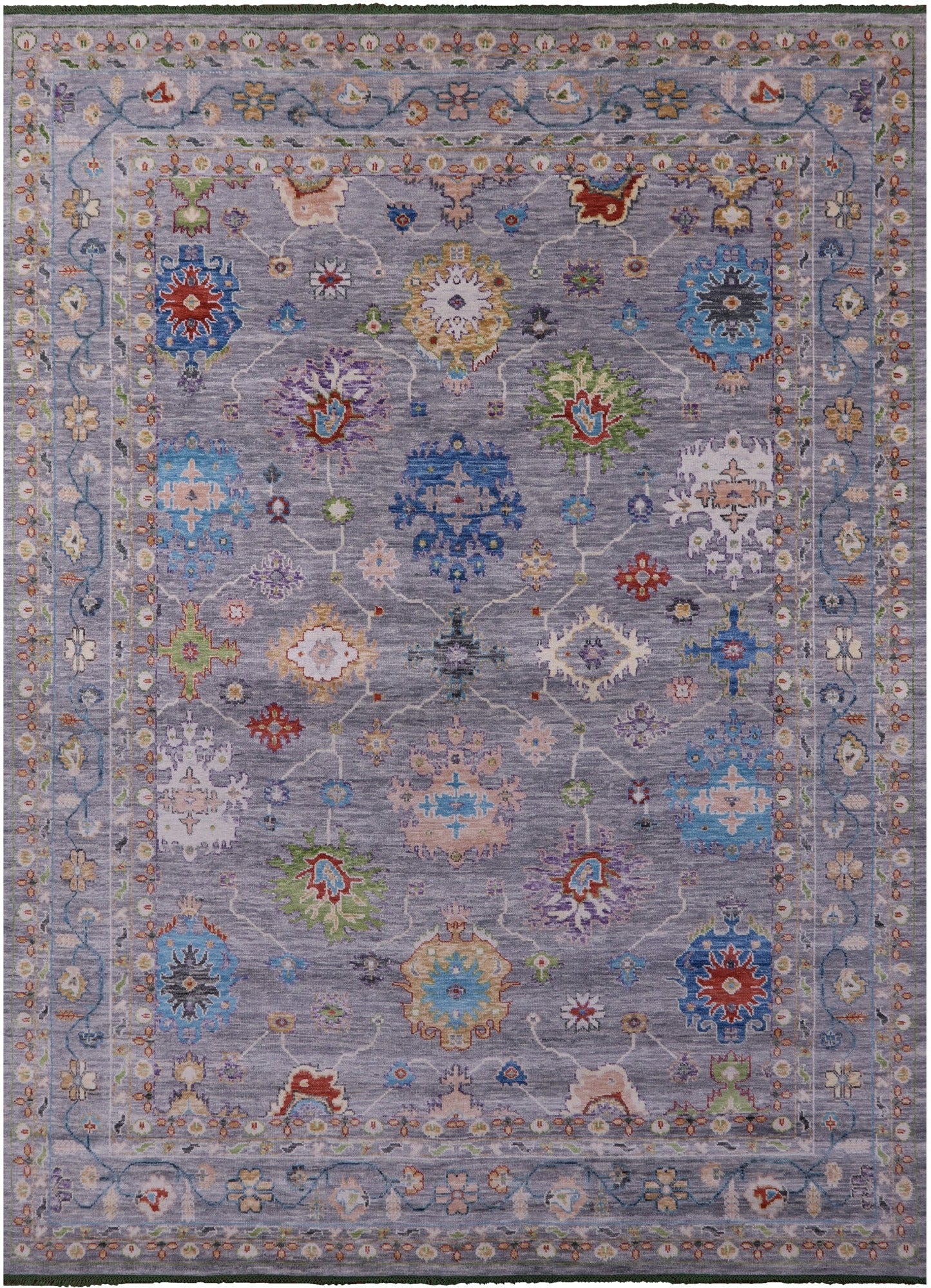 Grey Turkish Oushak Hand Knotted Wool Rug - 10' 1" X 13' 10" - Golden Nile