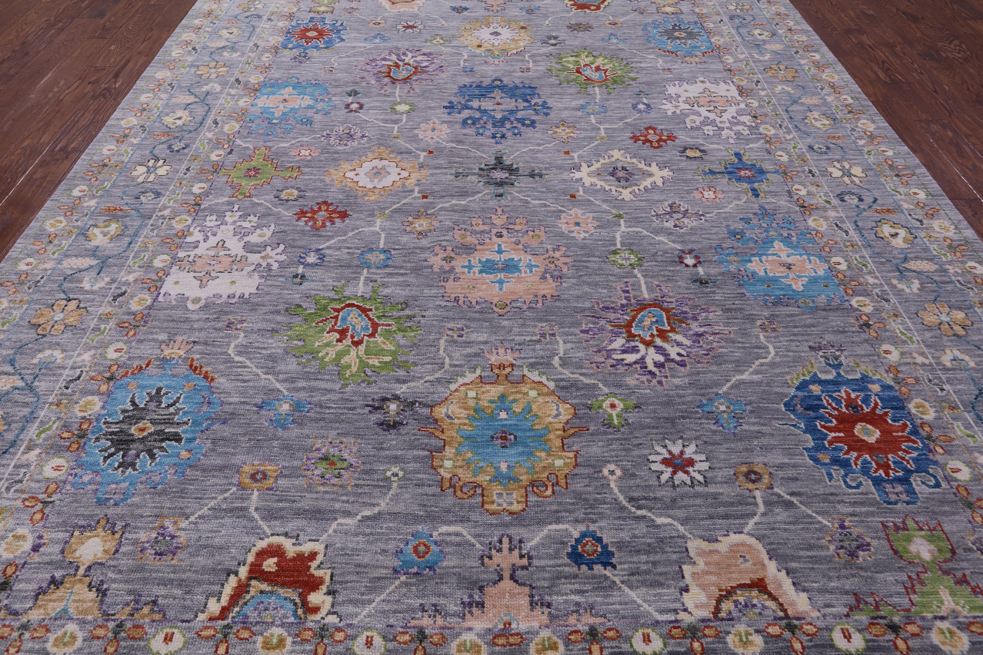 Grey Turkish Oushak Hand Knotted Wool Rug - 10' 1" X 13' 10" - Golden Nile