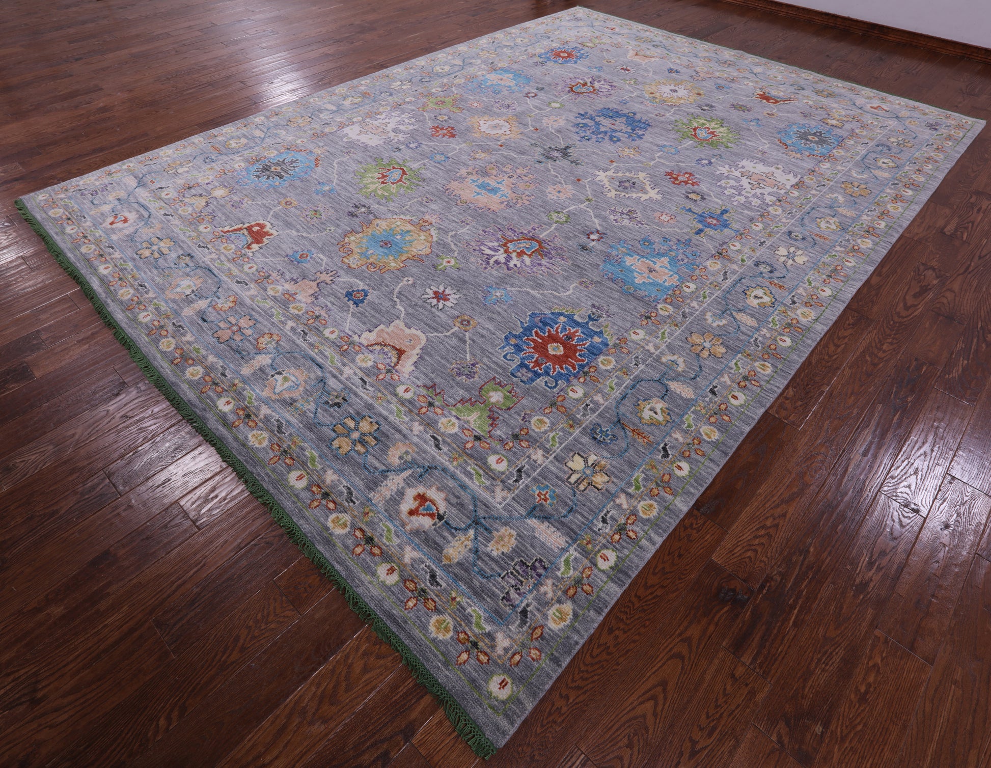 Grey Turkish Oushak Hand Knotted Wool Rug - 10' 1" X 13' 10" - Golden Nile