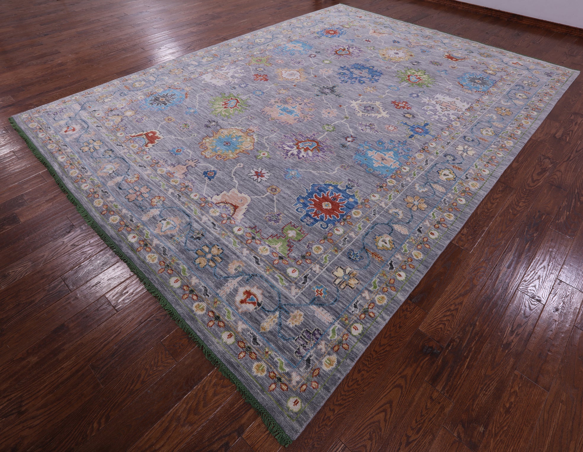 Grey Turkish Oushak Hand Knotted Wool Rug - 10' 1" X 13' 10" - Golden Nile