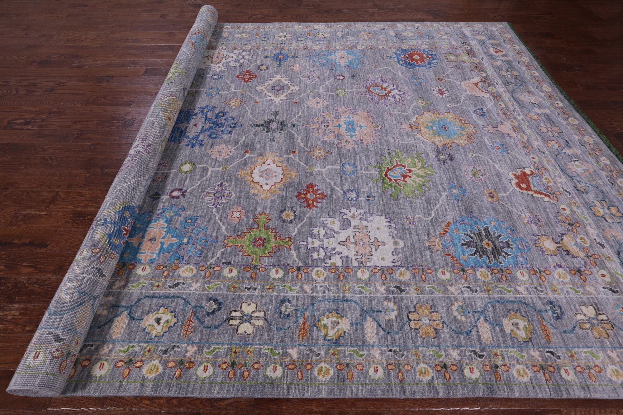Grey Turkish Oushak Hand Knotted Wool Rug - 10' 1" X 13' 10" - Golden Nile