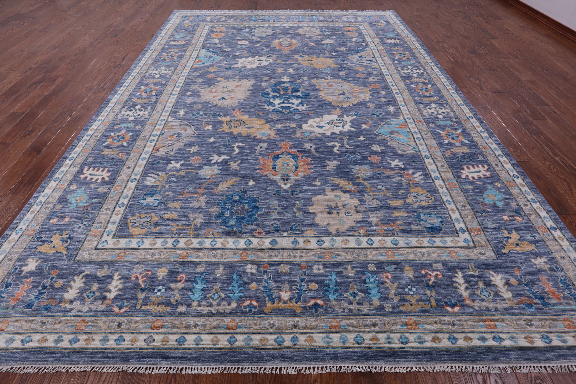 Grey Turkish Oushak Hand Knotted Wool Rug - 9' 11" X 14' 2" - Golden Nile