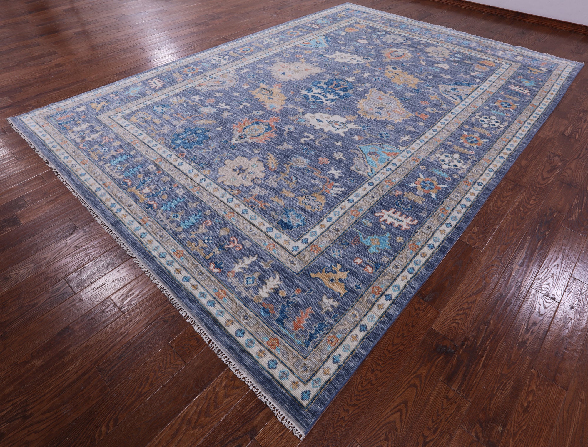 Grey Turkish Oushak Hand Knotted Wool Rug - 9' 11" X 14' 2" - Golden Nile