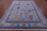 Blue Turkish Oushak Hand Knotted Wool Rug - 9' 1" X 12' 0" - Golden Nile
