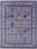 Blue Turkish Oushak Hand Knotted Wool Rug - 9' 1" X 12' 0" - Golden Nile