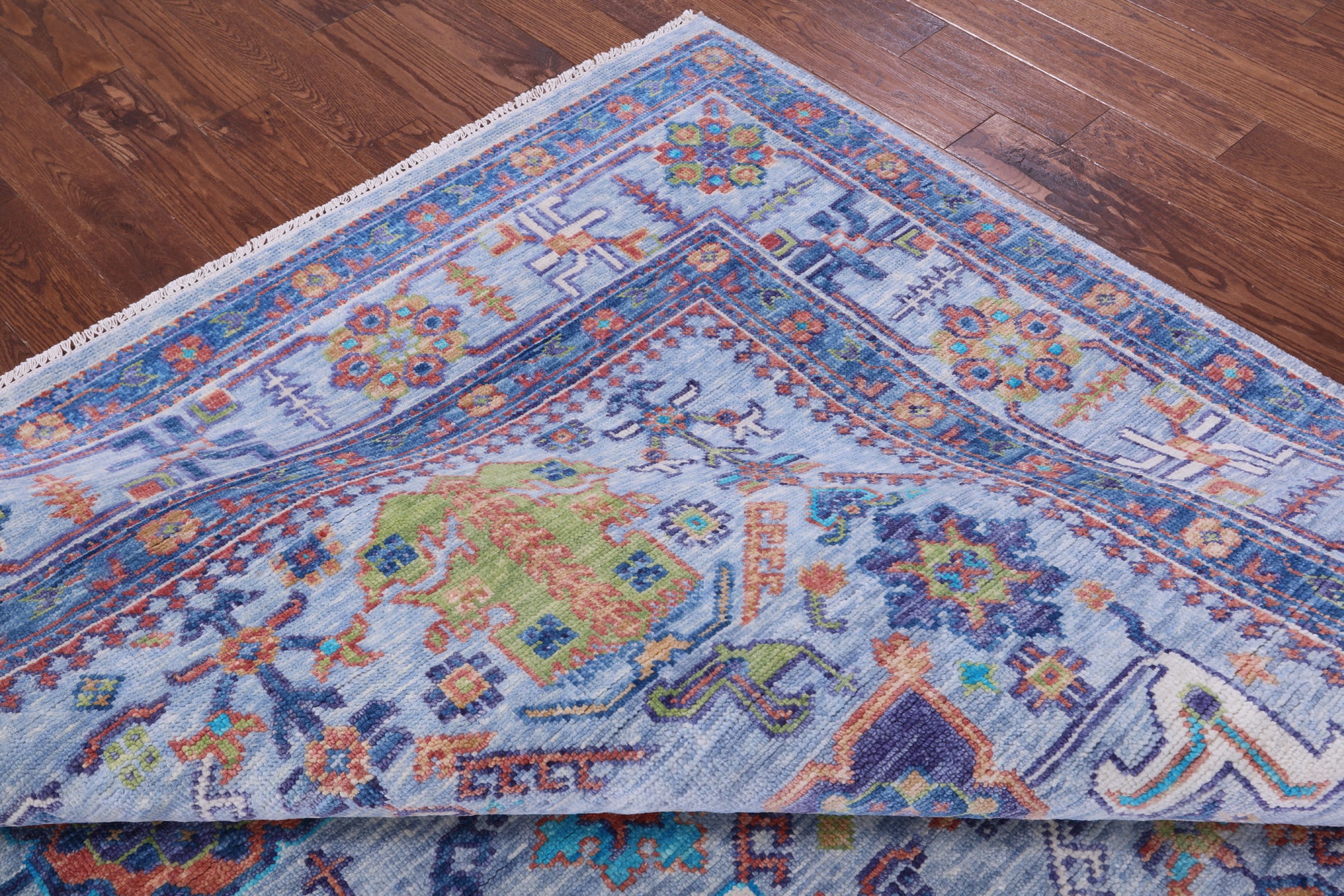 Blue Turkish Oushak Hand Knotted Wool Rug - 9' 1" X 12' 0" - Golden Nile