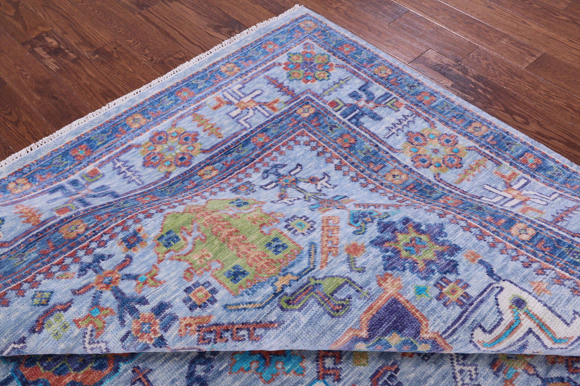 Blue Turkish Oushak Hand Knotted Wool Rug - 9' 1" X 12' 0" - Golden Nile