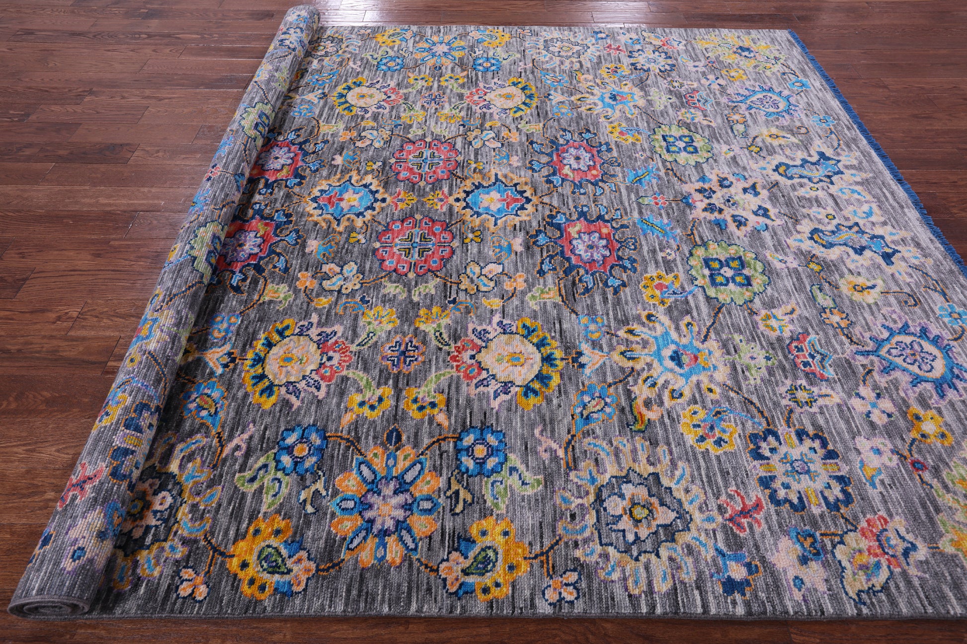 Grey Turkish Oushak Hand Knotted Wool Rug - 8' 4" X 10' 0" - Golden Nile