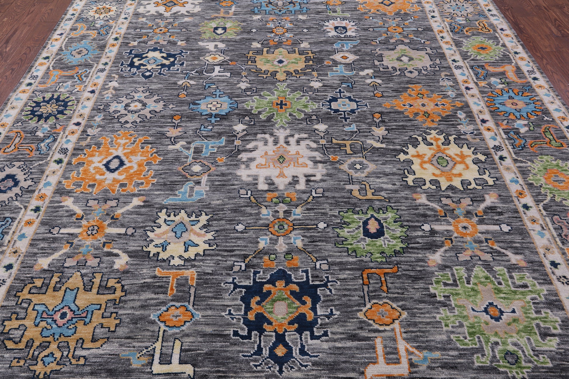 Grey Turkish Oushak Hand Knotted Wool Rug - 9' 4" X 11' 10" - Golden Nile