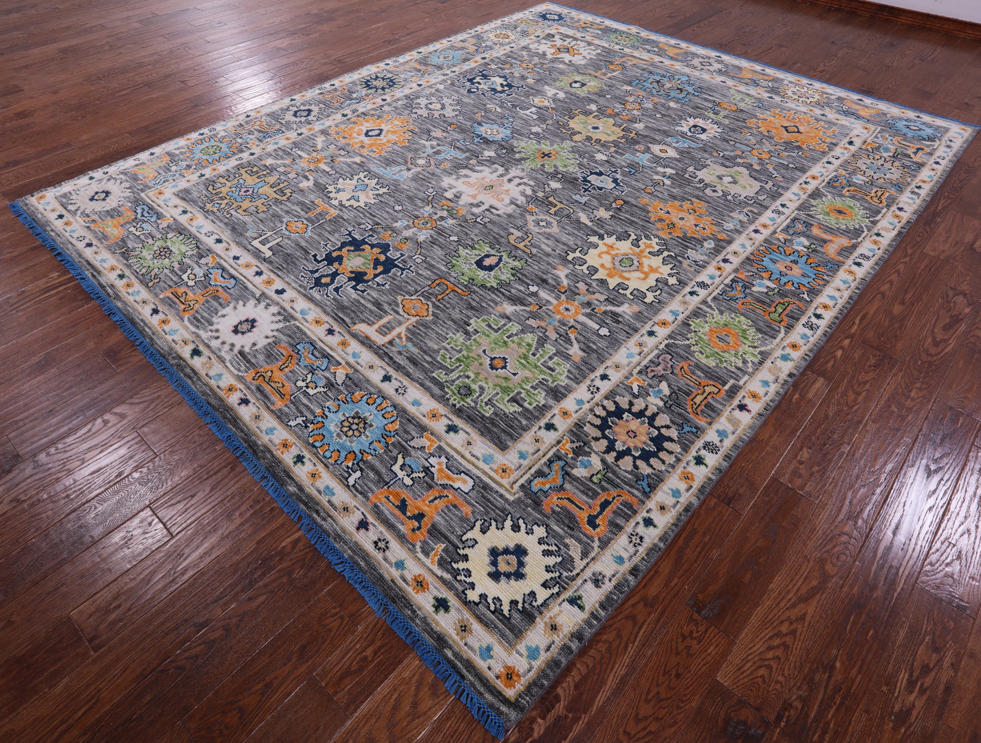 Grey Turkish Oushak Hand Knotted Wool Rug - 9' 4" X 11' 10" - Golden Nile