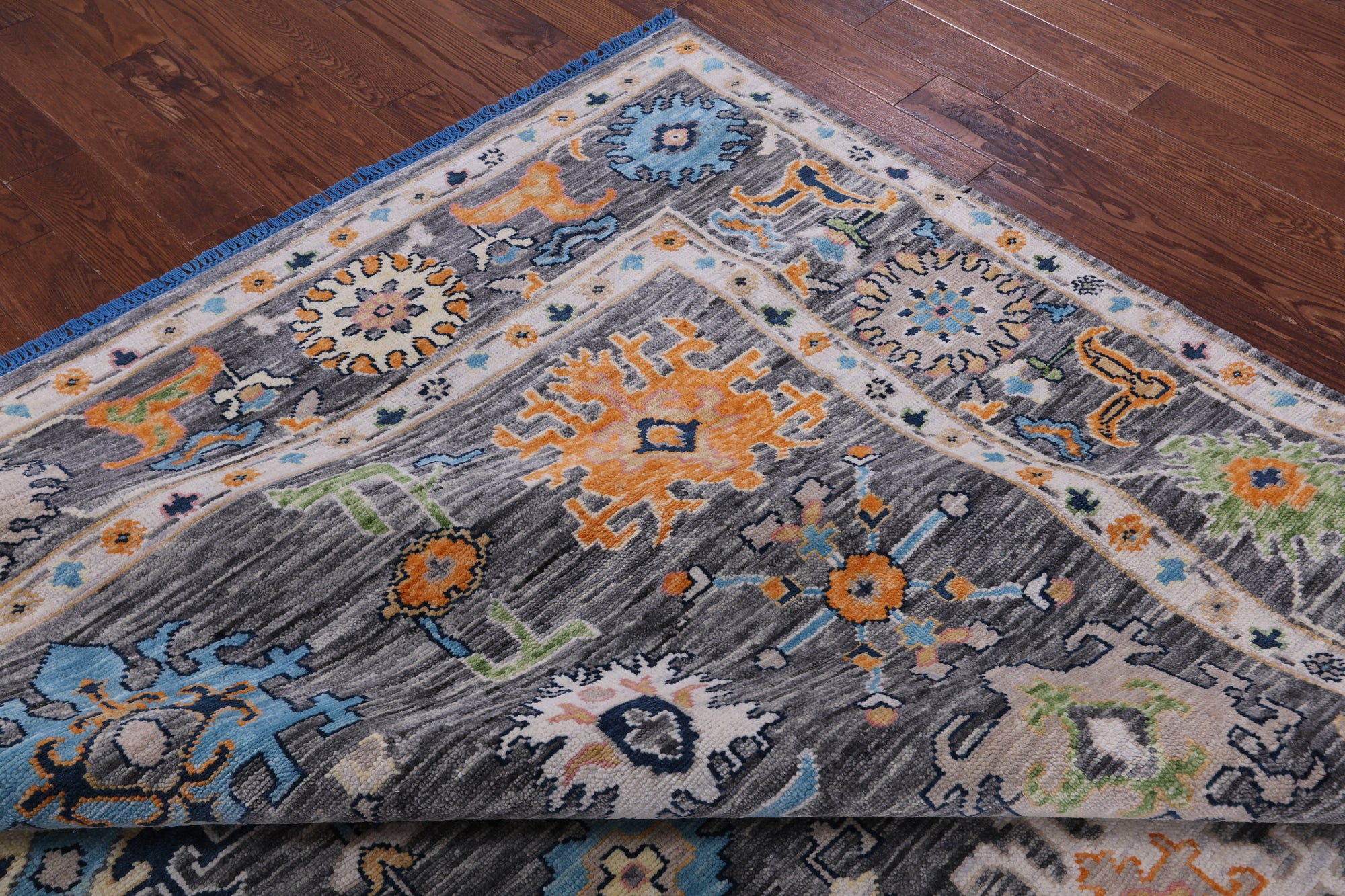 Grey Turkish Oushak Hand Knotted Wool Rug - 9' 4" X 11' 10" - Golden Nile