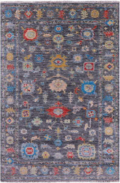 Grey Turkish Oushak Handmade Wool Rug - 6' 1" X 9' 1" - Golden Nile