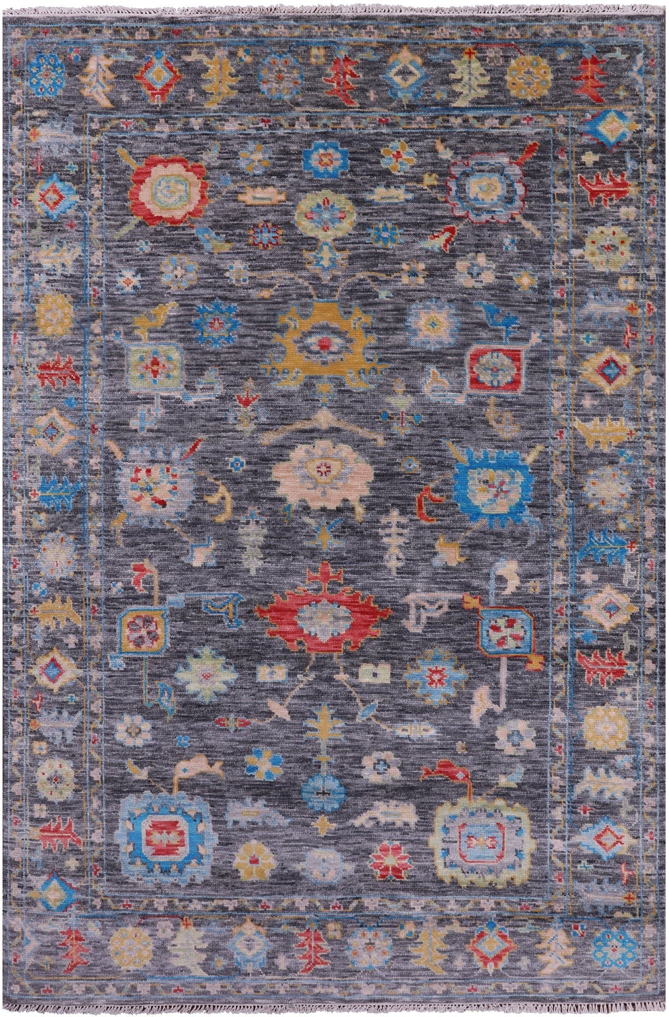 Grey Turkish Oushak Handmade Wool Rug - 6' 1" X 9' 1" - Golden Nile